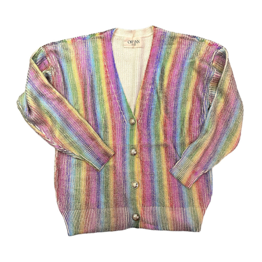 Mens Rainbow Cardigan Knit Sweater Mens Rainbow Cardigan