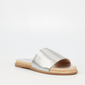 Silver Aqua Slip On Rope Sandals