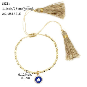 Gold Evil Eye Tassel Bracelet