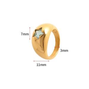 Gold Plated Stainless Steel Star Cubic Ring