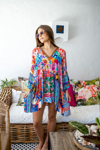 Rainbow Floral Fiesta  Dress