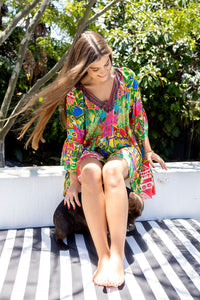 Rainbow Tropical Mosaic Dress