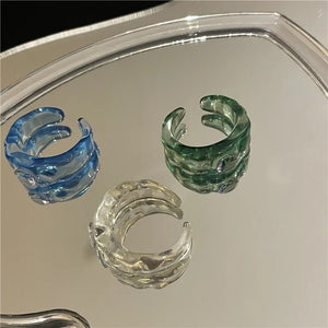 Irregular Clear Resin Diamante Ring