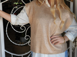 Gold  Foil Knit Sweater Vest