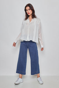 White Pleated Ana Shirt