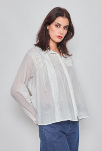 White Pleated Ana Shirt