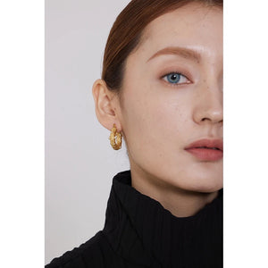 Gold Trendy Pearl Zircon Huggie Earrings