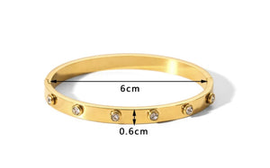 Gold Plated Orbit CZ 6mm Flat Bracelet