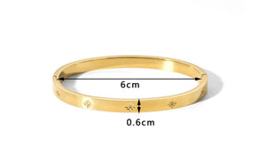 Gold Plated Star CZ 6mm Flat Bracelet