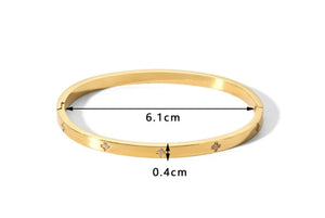 Gold Plated Flower CZ 4mm Flat Bracelet