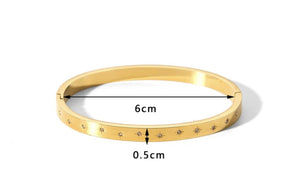 Gold Plated Night Sky CZ 6mm Flat Bracelet