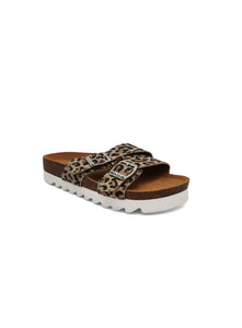 Leopard Megan Leather Slide