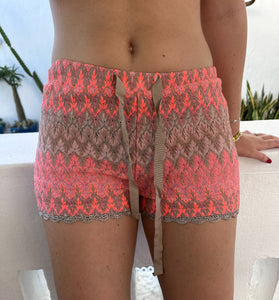 Coral Zig Zag Crochet Shorts