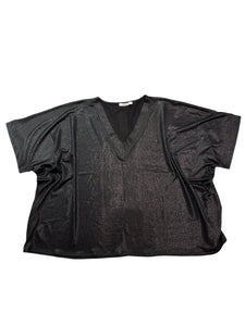 Black Shimmering V-Neck Top