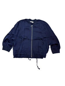 Navy Silk Blend Bomber Jacket