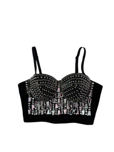 Black Mirror Sequin Bustier Top