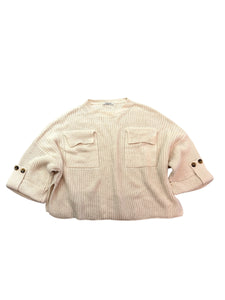 Cream Pocketed Knit Sweater