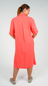 Coral Avila Rayon Linen Shirt Dress