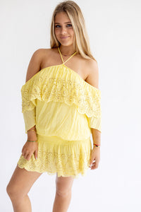 Yellow Daisy Rayon Sequin Dress