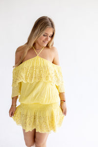 Yellow Daisy Rayon Sequin Dress