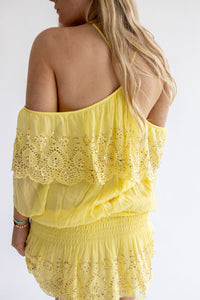 Yellow Daisy Rayon Sequin Dress