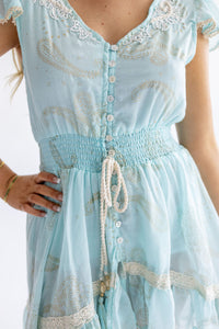 Turquoise Paisley Mini  Boho Dress