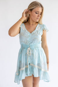 Blue Paisley Mini  Boho Dress