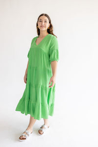 Green Cheese Cloth Maxi Dress