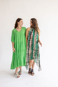 Green Cheese Cloth Maxi Dress