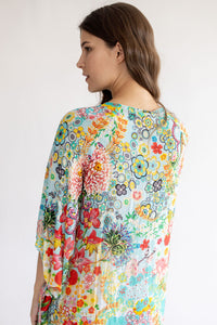 Blue Tropical Kaftan Dress