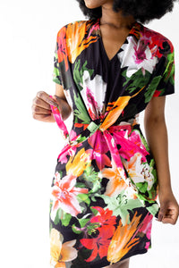 Water Colour Floral Front Tie Tina Dress