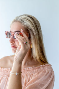 Pink Retro Square Frame Sunglasses