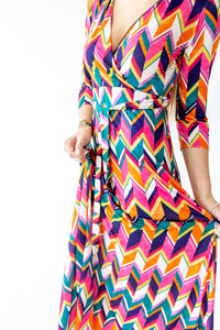 Orange Chevron V Maxi Dress