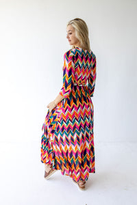 Orange Chevron V Maxi Dress