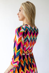 Orange Chevron V Maxi Dress