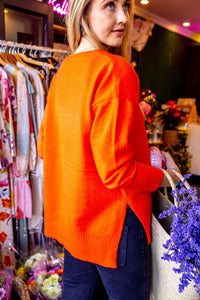 Burnt Orange Cashmere Seamed Knit Jersey