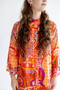 Orange Symphony Paisley Midi Dress