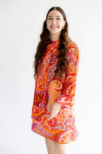 Orange Symphony Paisley Midi Dress