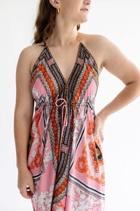 Pink Mosaic Halter Neck Carol Dress