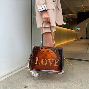 Brown LOVE PVC Bag