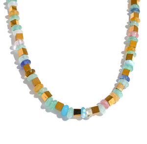 Turquoise Natural Handmade Stone Gold square Necklace