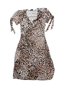 Leopard Spot Elastic Front Fitted Dress