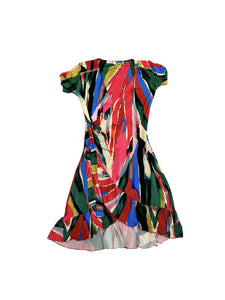 Rainbow geometric wrap dress