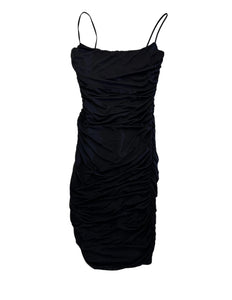 Black Mesh Ruched Fitted Dress