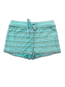 Aqua Gold Crochet Lace Shorts
