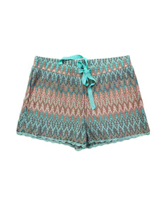 Aqua Zig Zag Crochet Shorts