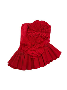 Red Pleated Fitted Tulip Top