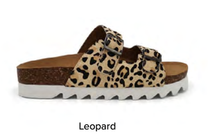 Leopard Leather Hudson Slides